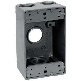 TEDDICO/BWF B5-2V Outlet Box, 1 -Gang, 4 -Knockout, 4-1/2 in Knockout, Metal, Gray, Powder-Coated