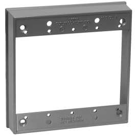 TEDDICO/BWF EXR-2V Outlet Box Extension, 4-9/16 in L, 1 in W, 2 -Gang, Metal, Gray, Powder-Coated
