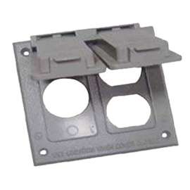 TEDDICO/BWF FC-291V Weatherproof Cover, 4-9/16 in W, Square, 2 -Gang, Metal, Gray, Powder-Coated