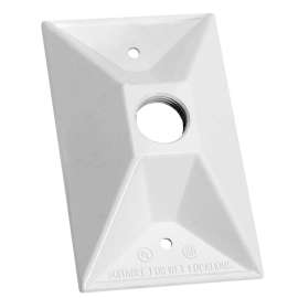 TEDDICO/BWF RC-3WV Lampholder Cover, 4-9/16 in L, 2-13/16 in W, Rectangular, 1 -Gang, Metal, White, Powder-Coated