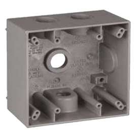TEDDICO/BWF TGB-54V Outlet Box, 2 -Gang, 4 -Knockout, 4-1/2 in Knockout, Metal, Gray, Powder-Coated