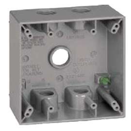 TEDDICO/BWF TGB-55V Outlet Box, 2 -Gang, 5 -Knockout, 5-1/2 in Knockout, Metal, Gray, Powder-Coated