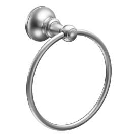 Moen Vale Series DN4486CH Towel Ring, 6.37 in Dia Ring, 22 lb, Aluminum/Zinc, Chrome, Screw Mounting