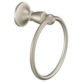 Moen Wembley Series DN8286BN Towel Ring, 5.88 in Dia Ring, 22 lb, Zinc, Brushed Nickel, Screw Mounting