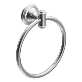 Moen Ellsworth Series DN9186CH Towel Ring, 6 in Dia Ring, 22 lb, Aluminum/Zinc, Chrome, Screw Mounting