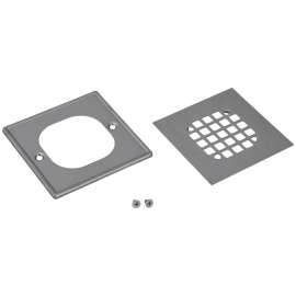 Oatey 42336 Square Snap-Tite Strainer with Ring, Polished Stainless Steel, 4.54 in Connection Size