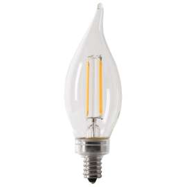 Feit Electric BPCFC60/950CA/FIL LED Bulb, Decorative, Flame Tip Lamp, 60 W Equivalent, E12 Lamp Base, Dimmable, Clear