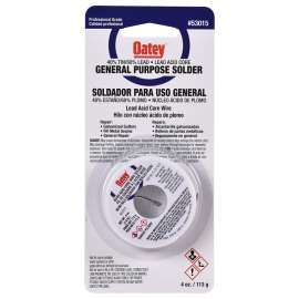 Oatey 53015 Acid Core Wire Solder, 1/4 lb Carded, Solid, Silver, 360 to 460 deg F Melting Point