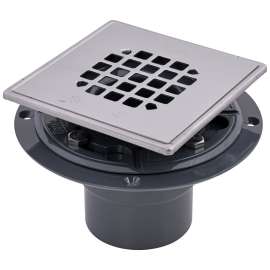 Oatey 42264 Shower Drain Tile Base, PVC, Polished Stainless Steel, For: 2 in, 3 in Pipes