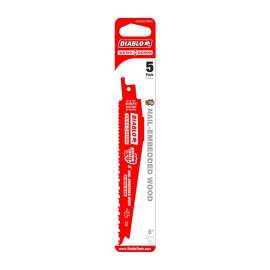 Diablo DS0612BW5C Reciprocating Saw Blade, 1 in W, 6 in L, 6/12 TPI, Bi-Metal Cutting Edge