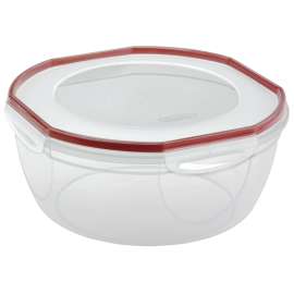 Sterilite UltraSeal 03958602 Storage Bowl, 8.1 qt Capacity, Plastic, Clear/Rocket Red, 5-5/8 in Dia, 12 in H