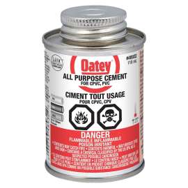 Oatey 31575 Medium Bodied All Purpose Pipe Cement, Brush-Top Can, Liquid, Ether Like, 14 - 23 Deg F, 510 g/l VOC