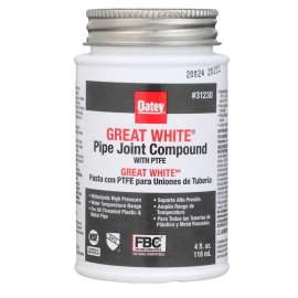 Oatey Great White 31230 Pipe Joint Compound, 4 oz Can, Liquid, Paste, White