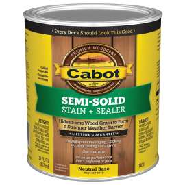 Cabot 1400 Series 140.0001406.005 Exterior Stain, Semi-Solid, Neutral Base, Liquid, 1 qt