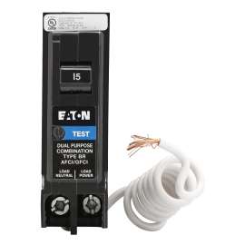 EATON BRN115DF Circuit Breaker, BR, 15 A, 1 -Pole, Plug Mounting