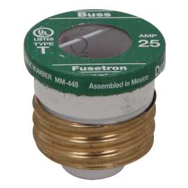 Bussmann BP/T-25 Plug Fuse, 20 A, 125 V, 10 kA Interrupt, Plastic Body, Time Delay Fuse