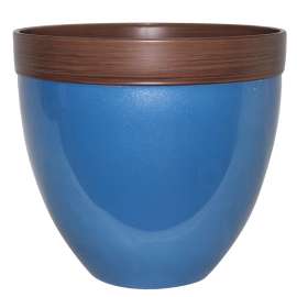Southern Patio Devyn HDR-046875 Devyn Planter, 14-1/2 in W, 13-1/2 in D, Resin, Sailor Blue, Gloss
