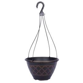 Southern Patio HDR-054825 Hanging Basket Planter, Resin, Brown