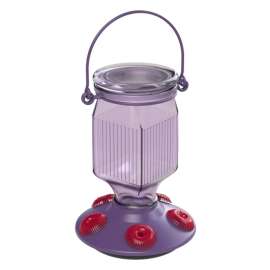 Perky-Pet 9101-2 Bird Feeder, Top-Fill, 16 oz, Nectar, 5-Port/Perch, Glass/Plastic, Lavender, 7-3/4 in H