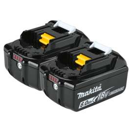 Makita BL1860B-2 Battery, 18 V Battery, 6 Ah, 55 min Charging