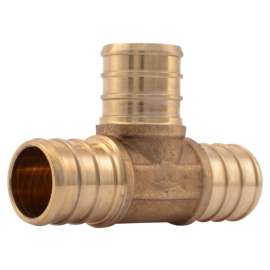 SharkBite UC370LFA10 Pipe Tee, 3/4 in, Barb x Crimp, Brass, 33 to 200 psi Pressure