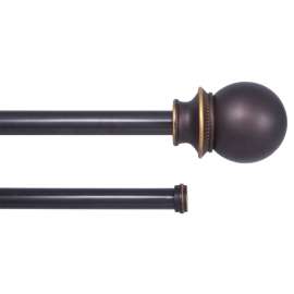 Kenney Fast Fit KN75217 Curtain Rod, 5/8 in Dia, 66 to 120 in L, Steel, Brown, Oil-Rubbed Bronze