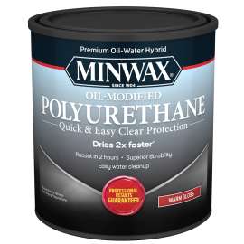 Minwax 230154444 Polyurethane, Gloss, Liquid, Clear, 0.5 pt, Can