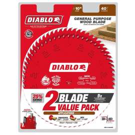 Diablo D104040VP Saw Blade, 10 in Dia, 40-Teeth