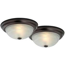 Boston Harbor Flush Mount Ceiling Fixture, 120 V, 60 W, A19 or CFL Lamp, Bronze Fixture