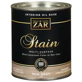 ZAR 17012 Interior Wood Stain, Silk Gray, Liquid, 1 qt, Can