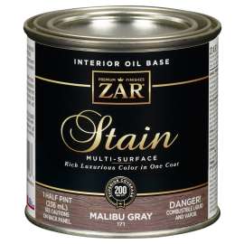 ZAR 17106 Interior Wood Stain, Malibu Gray, Liquid, 0.5 pt, Can