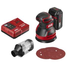 SKIL SR660302 Random Orbit Sander Kit, Tool Only, 20 V, 2 Ah, 125 mm Pad/Disc