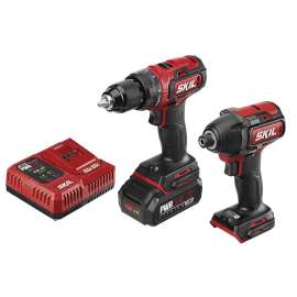 SKIL CB743701 Combination Kit, Battery Included, 20 V, Tools Included: Drill/Driver, Right Angle Impact Driver