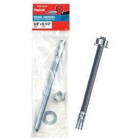 RED HEAD 50305 Wedge Anchor, 5/8 in Dia, 8-1/2 in L, Steel, Silver