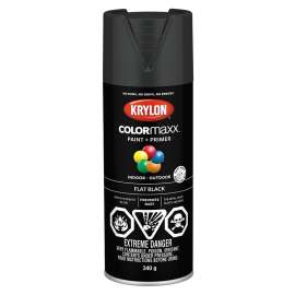 Krylon COLORmaxx K05546007 Spray Paint, Flat, Black, 12 oz, Aerosol Can