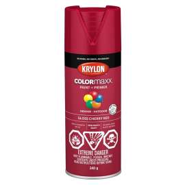 Krylon COLORmaxx K05511007 Spray Paint, Gloss, Cherry Red, 12 oz, Aerosol Can