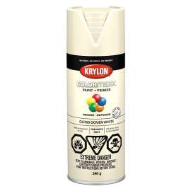 Krylon COLORmaxx 455160007 Paint and Primer, Gloss, Dover White, 12 oz, Can