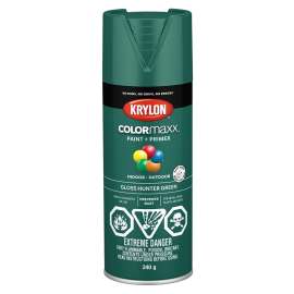 Krylon COLORmaxx 455230007 Paint and Primer, Gloss, Hunter Green, 12 oz, Can