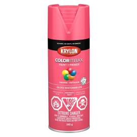 Krylon COLORmaxx 455440007 Paint and Primer, Gloss, Watermelon, 12 oz, Can