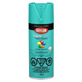 Krylon COLORmaxx K05576007 Spray Paint, Satin, Sea Glass, 12 oz, Aerosol Can