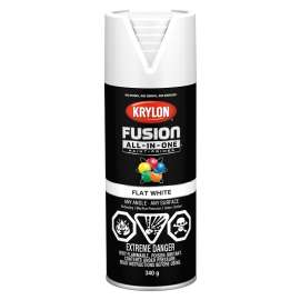 Krylon Fusion All-In-One 427300007 Paint and Primer, Flat, White, 12 oz, Can