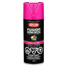 Krylon Fusion All-In-One 427080007 Paint and Primer, Gloss, Hot Pink, 12 oz, Can
