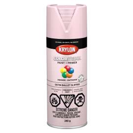 Krylon COLORmaxx 455560007 Paint and Primer, Satin, Ballet Slipper, 12 oz, Can