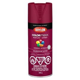 Krylon COLORmaxx 455600007 Paint and Primer, Satin, Burgundy, 12 oz, Can