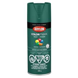 Krylon COLORmaxx K05563007 Spray Paint, Satin, Hunter Green, 12 oz, Aerosol Can