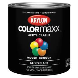 Krylon COLORmaxx K05605007 Exterior Paint, Gloss, Black, 8 oz
