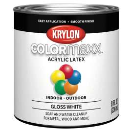 Krylon COLORmaxx K05612007 Exterior Paint, Gloss, White, 8 oz