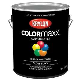 Krylon K05648007 Exterior Paint, Gloss, Black, 1 gal