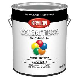 Krylon K05649007 Exterior Paint, Gloss, White, 1 gal