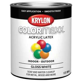 Krylon COLORmaxx K05625007 Interior/Exterior Paint, Gloss, White, 32 oz